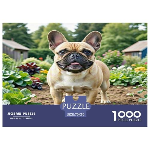 Französische Bulldogge 1000 Teile Kleine Tierhunde Puzzles Premium Quality Pädagogisch - Home Room Decoration Für Erwachsene, Familien Passen Buntes Spielzeug 70x50cm/1000pcs von MMDASBVPE