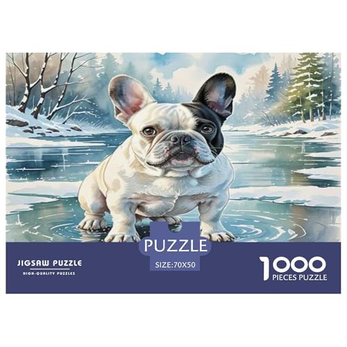 Französische Bulldogge 1000 Teile Kleine Tierhunde Puzzles Premium Quality Pädagogisch - Home Room Decoration Für Erwachsene, Familien Passen Wertvoll Geschenk Für Kinder 70x50cm/1000pcs von MMDASBVPE