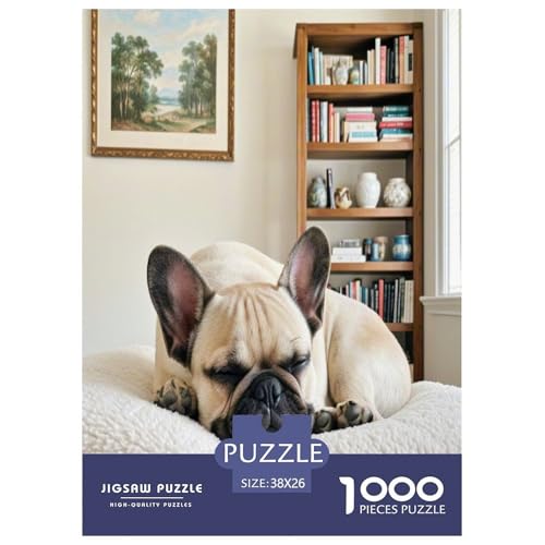 Französische Bulldogge 1000 Teile Tier Puzzles Premium Quality Familienspiel - Home Room Decoration Für Erwachsene Und Kinder Ab 12 Jahren Buntes Spielzeug 38x26cm/1000pcs von MMDASBVPE