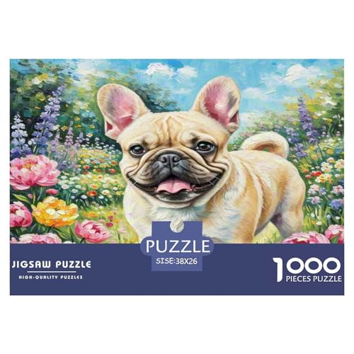 Französische Bulldogge 1000 Teile Tier Puzzles Premium Quality Familienspiel - Home Room Decoration Für Erwachsene Und Kinder Ab 12 Jahren Wertvoll Geschenk Für 38x26cm/1000pcs von MMDASBVPE