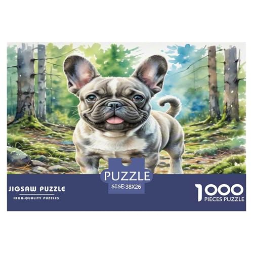 Französische Bulldogge 1000 Teile Tier Puzzles Premium Quality Pädagogisch - Home Room Decoration Für Erwachsene Und Kinder Ab 12 Jahren Buntes Spielzeug 38x26cm/1000pcs von MMDASBVPE
