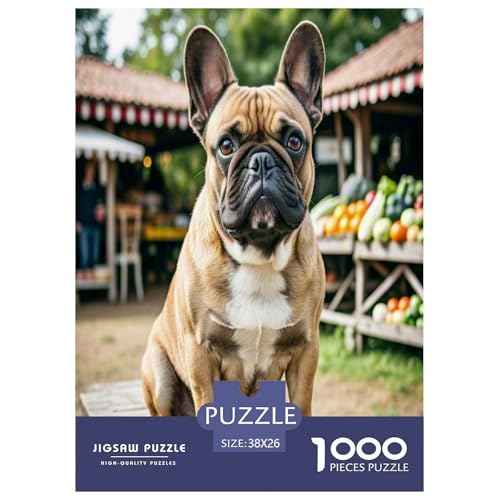 Französische Bulldogge 1000-teiliges Kleine Tierhunde Puzzles Premium Quality Familienspiel - Home Room Decoration Erwachsene Und Kinder Buntes Spielzeug 38x26cm/1000pcs von MMDASBVPE