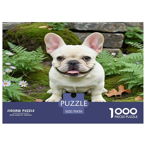 Französische Bulldogge 1000-teiliges Kleine Tierhunde Puzzles Premium Quality Familienspiel - Home Room Decoration Erwachsene Und Kinder Buntes Spielzeug 70x50cm/1000pcs von MMDASBVPE