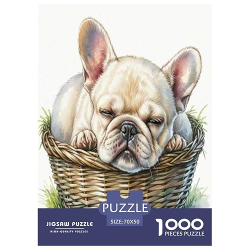 Französische Bulldogge 1000-teiliges Kleine Tierhunde Puzzles Premium Quality Familienspiel - Home Room Decoration Unterhaltung Für Erwachsene Und Kinder Wertvoll Geschenk Für 70x50cm/1000pcs von MMDASBVPE