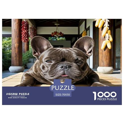 Französische Bulldogge 1000-teiliges Kleine Tierhunde Puzzles Premium Quality Pädagogisch - Home Room Decoration Erwachsene Und Kinder Wertvoll Geschenk Für 70x50cm/1000pcs von MMDASBVPE