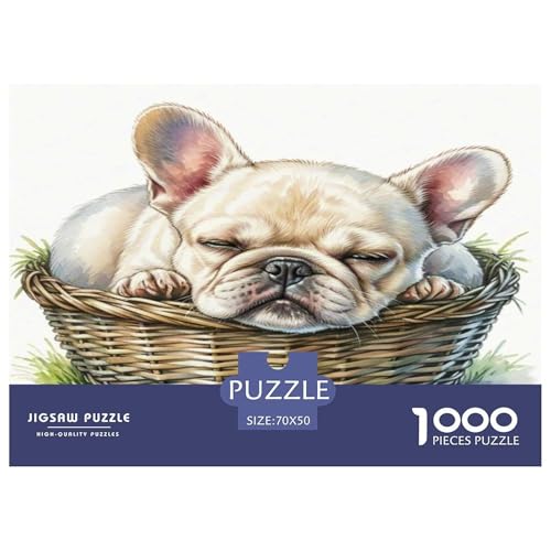 Französische Bulldogge 1000-teiliges Kleine Tierhunde Puzzles Premium Quality Pädagogisch - Home Room Decoration Für Erwachsene, Familien Passen Wertvoll Geschenk Für Kinder 70x50cm/1000pcs von MMDASBVPE