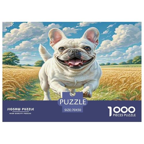 Französische Bulldogge 1000-teiliges Kleine Tierhunde Puzzles Premium Quality Pädagogisch - Home Room Decoration Unterhaltung Für Erwachsene Und Kinder Buntes Spielzeug 70x50cm/1000pcs von MMDASBVPE