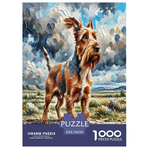 Irischer Terrier 1000 Teile Kleine Tierhunde Puzzles Premium Quality Pädagogisch - Home Room Decoration Erwachsene Und Kinder Buntes Spielzeug 70x50cm/1000pcs von MMDASBVPE