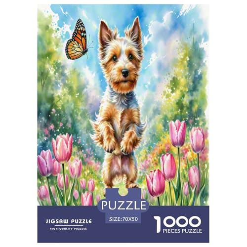 Irischer Terrier 1000-teiliges Kleine Tierhunde Puzzles Premium Quality Pädagogisch - Home Room Decoration Unterhaltung Für Erwachsene Und Kinder Wertvoll Geschenk Für 70x50cm/1000pcs von MMDASBVPE