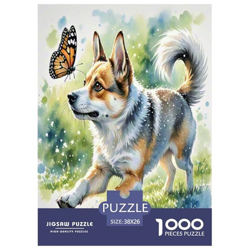 Japanischer spitzer Nasenhund 1000-teiliges Kleine Tierhunde Puzzles Premium Quality Familienspiel - Home Room Decoration Unterhaltung Für Erwachsene Und Kinder Buntes Spielzeug 38x26cm/1000pcs von MMDASBVPE