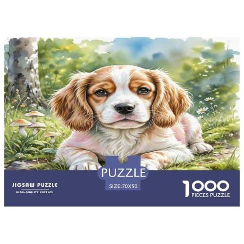 King Charles Spaniel 1000 Teile Kleine Tierhunde Puzzles Premium Quality Pädagogisch - Home Room Decoration Für Erwachsene, Familien Passen Buntes Spielzeug 70x50cm/1000pcs von MMDASBVPE