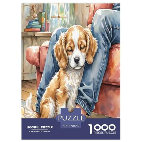 King Charles Spaniel 1000 Teile Kleine Tierhunde Puzzles Premium Quality Pädagogisch - Home Room Decoration Unterhaltung Für Erwachsene Und Kinder Wertvoll Geschenk Für 70x50cm/1000pcs von MMDASBVPE