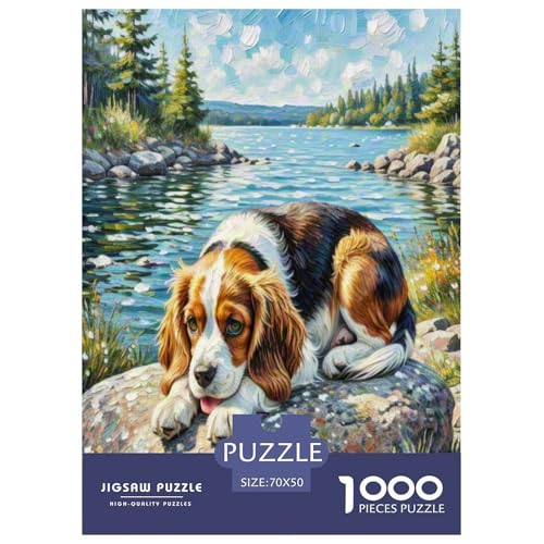 King Charles Spaniel 1000-teiliges Kleine Tierhunde Puzzles Herausforderndes Pädagogisch - Home Room Decoration Erwachsene Und Kinder Wertvoll Geschenk Für 70x50cm/1000pcs von MMDASBVPE
