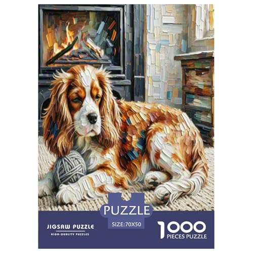 King Charles Spaniel 1000-teiliges Kleine Tierhunde Puzzles Herausforderndes Pädagogisch - Home Room Decoration Erwachsene Und Kinder Wertvoll Geschenk Für 70x50cm/1000pcs von MMDASBVPE