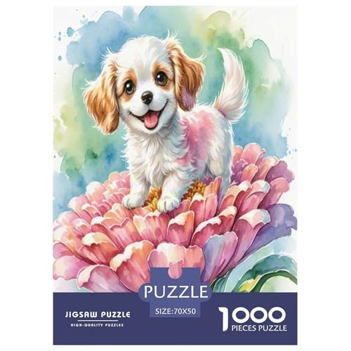 King Charles Spaniel 1000-teiliges Kleine Tierhunde Puzzles Premium Quality Familienspiel - Home Room Decoration Erwachsene Und Kinder Buntes Spielzeug 70x50cm/1000pcs von MMDASBVPE