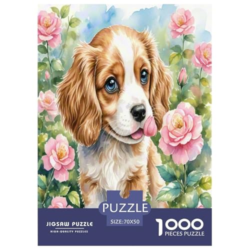 King Charles Spaniel 1000-teiliges Kleine Tierhunde Puzzles Premium Quality Pädagogisch - Home Room Decoration Erwachsene Und Kinder Wertvoll Geschenk Für 70x50cm/1000pcs von MMDASBVPE