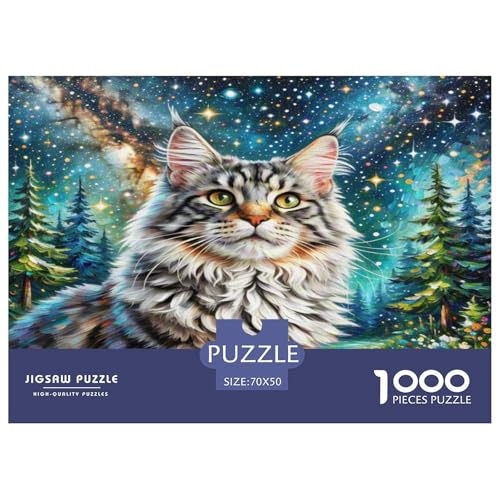 Maine Coon 1000 Teile Tier Puzzles Premium Quality Familienspiel - Home Room Decoration Für Erwachsene, Familien Passen Buntes Spielzeug 70x50cm/1000pcs von MMDASBVPE