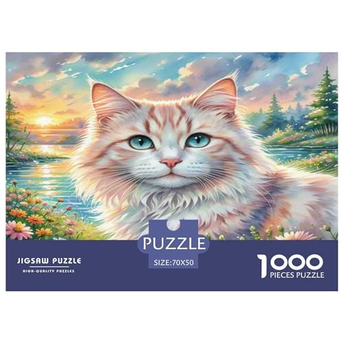 Maine Coon 1000 Teile Tier Puzzles Premium Quality Pädagogisch - Home Room Decoration Erwachsene Und Kinder Buntes Spielzeug 70x50cm/1000pcs von MMDASBVPE