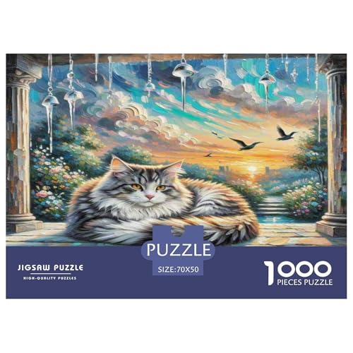 Maine Coon 1000-teiliges Tier Puzzles Premium Quality Familienspiel - Home Room Decoration Erwachsene Und Kinder Buntes Spielzeug 70x50cm/1000pcs von MMDASBVPE