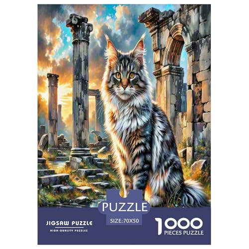 Maine Coon 1000-teiliges Tier Puzzles Premium Quality Familienspiel - Home Room Decoration Erwachsene Und Kinder Buntes Spielzeug 70x50cm/1000pcs von MMDASBVPE