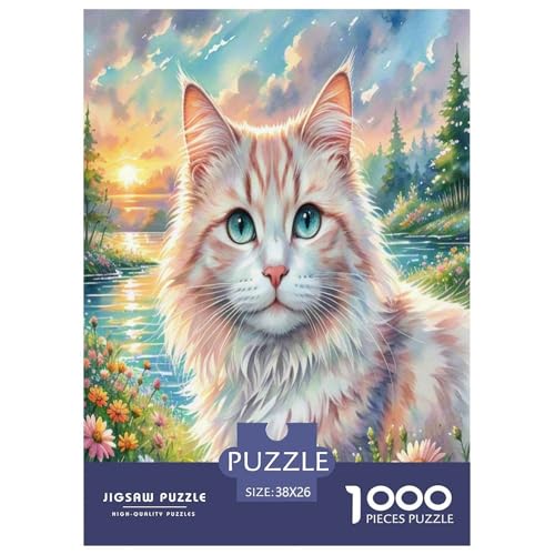 Maine Coon 1000-teiliges Tier Puzzles Premium Quality Pädagogisch - Home Room Decoration Unterhaltung Für Erwachsene Und Kinder Buntes Spielzeug 38x26cm/1000pcs von MMDASBVPE