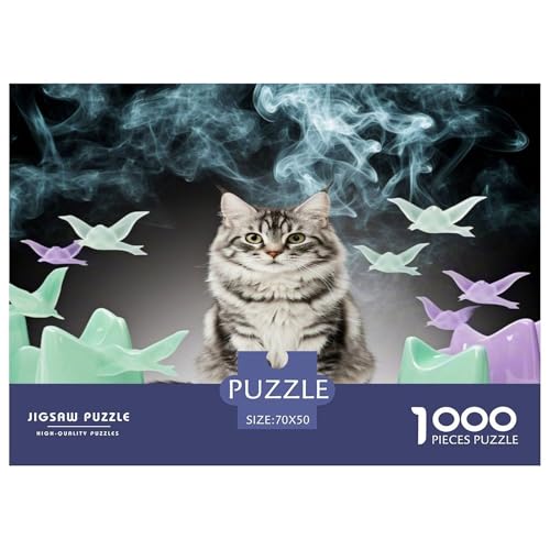 Norwegische Waldkatte 1000 Teile Tier Puzzles Premium Quality Familienspiel - Home Room Decoration Erwachsene Und Kinder Buntes Spielzeug 70x50cm/1000pcs von MMDASBVPE