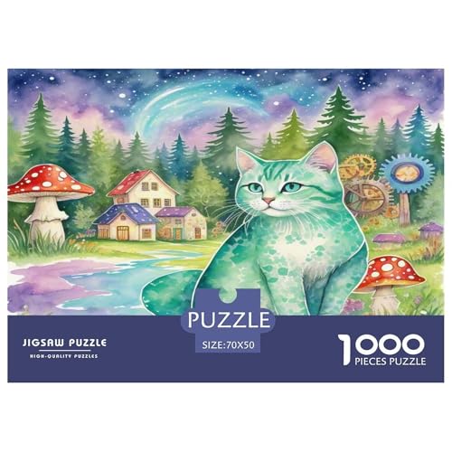 Norwegische Waldkatte 1000 Teile Tier Puzzles Premium Quality Familienspiel - Home Room Decoration Für Erwachsene, Familien Passen Buntes Spielzeug 70x50cm/1000pcs von MMDASBVPE