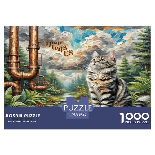 Norwegische Waldkatte 1000 Teile Tier Puzzles Premium Quality Familienspiel - Home Room Decoration Für Erwachsene, Familien Passen Wertvoll Geschenk Für Kinder 38x26cm/1000pcs von MMDASBVPE