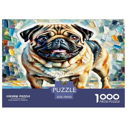 Pug 1000 Teile Tier Puzzles Premium Quality Familienspiel - Home Room Decoration Für Erwachsene Und Kinder Ab 12 Jahren Geschenk Für Von 12 Jahren 70x50cm/1000pcs von MMDASBVPE