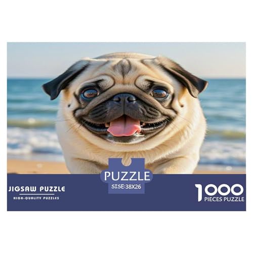 Pug 1000 Teile Tier Puzzles Premium Quality Pädagogisch - Home Room Decoration Unterhaltung Für Erwachsene Und Kinder Geschenk Für Von 12 Jahren 38x26cm/1000pcs von MMDASBVPE