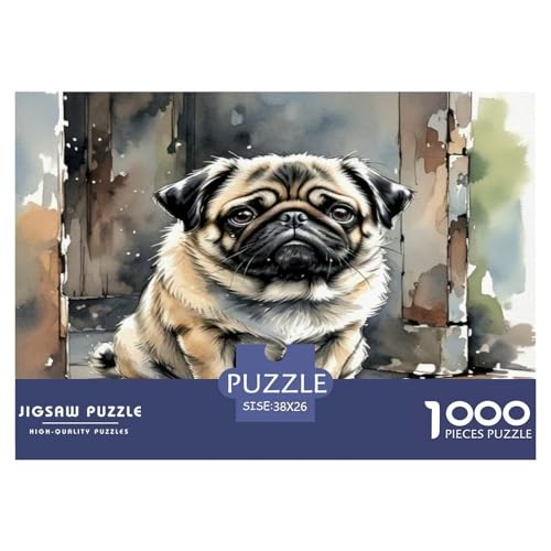Pug 1000-teiliges Tier Puzzles Premium Quality Familienspiel - Home Room Decoration Erwachsene Und Kinder Buntes Spielzeug 38x26cm/1000pcs von MMDASBVPE