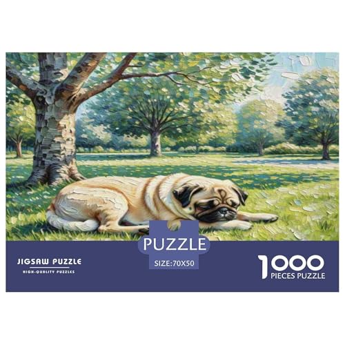Pug 1000-teiliges Tier Puzzles Premium Quality Familienspiel - Home Room Decoration Erwachsene Und Kinder Buntes Spielzeug 70x50cm/1000pcs von MMDASBVPE