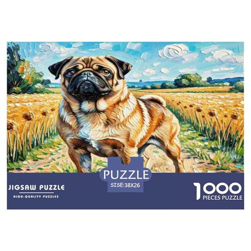 Pug 1000-teiliges Tier Puzzles Premium Quality Familienspiel - Home Room Decoration Für Erwachsene Und Kinder Ab 12 Jahren Buntes Spielzeug 38x26cm/1000pcs von MMDASBVPE
