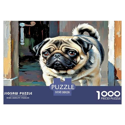 Pug 1000-teiliges Tier Puzzles Premium Quality Pädagogisch - Home Room Decoration Erwachsene Und Kinder Wertvoll Geschenk Für 38x26cm/1000pcs von MMDASBVPE
