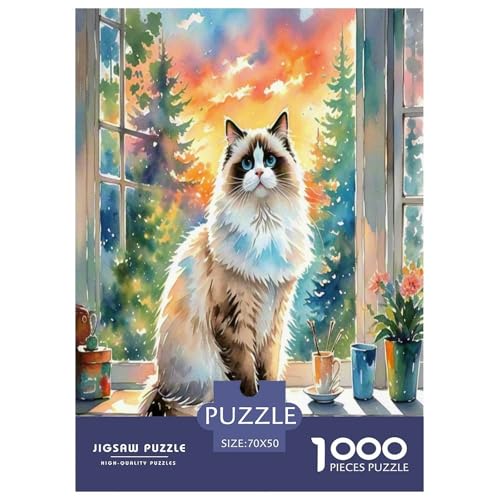 Ragdoll 1000 Teile Tier Puzzles Premium Quality Familienspiel - Home Room Decoration Unterhaltung Für Erwachsene Und Kinder Buntes Spielzeug 70x50cm/1000pcs von MMDASBVPE