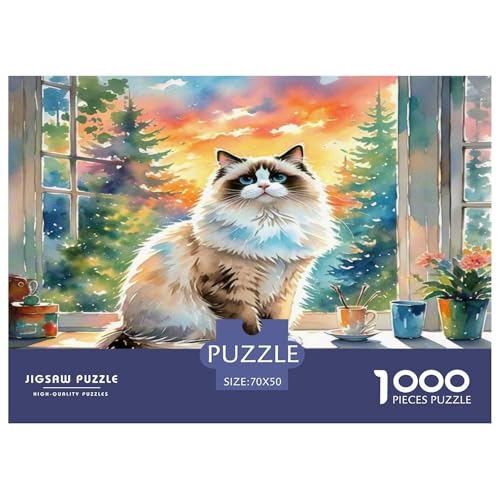 Ragdoll 1000-teiliges Tier Puzzles Premium Quality Familienspiel - Home Room Decoration Für Erwachsene Und Kinder Ab 12 Jahren Wertvoll Geschenk Für 70x50cm/1000pcs von MMDASBVPE