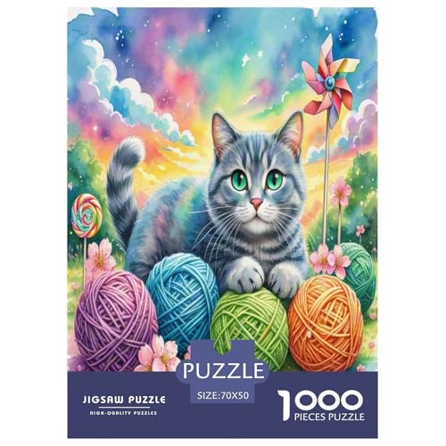 Russisch Blau 1000 Teile Tier Puzzles Premium Quality Familienspiel - Home Room Decoration Für Erwachsene Und Kinder Ab 12 Jahren Buntes Spielzeug 70x50cm/1000pcs von MMDASBVPE
