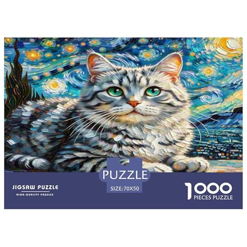 Russisch Blau 1000 Teile Tier Puzzles Premium Quality Familienspiel - Home Room Decoration Für Erwachsene Und Kinder Ab 12 Jahren Wertvoll Geschenk Für 70x50cm/1000pcs von MMDASBVPE