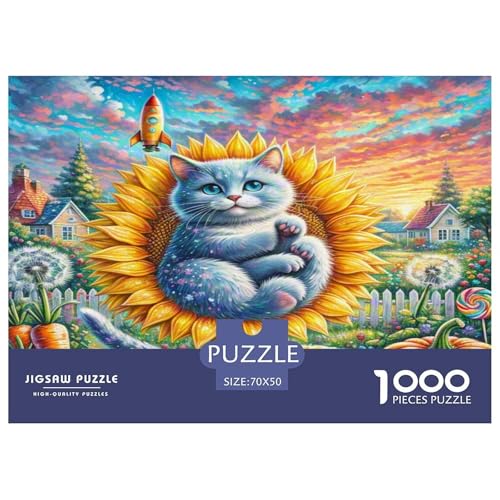 Russisch Blau 1000 Teile Tier Puzzles Premium Quality Pädagogisch - Home Room Decoration Für Erwachsene Und Kinder Ab 12 Jahren Wertvoll Geschenk Für 70x50cm/1000pcs von MMDASBVPE