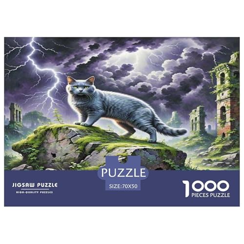 Russisch Blau 1000-teiliges Tier Puzzles Premium Quality Familienspiel - Home Room Decoration Erwachsene Und Kinder Buntes Spielzeug 70x50cm/1000pcs von MMDASBVPE