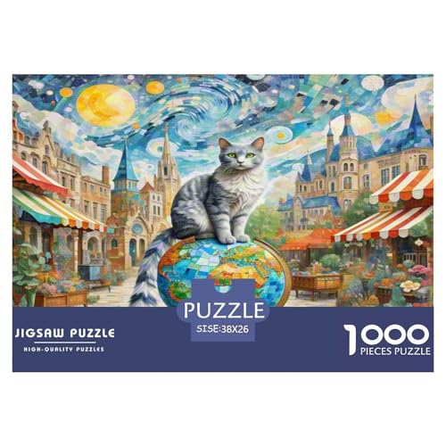 Russisch Blau 1000-teiliges Tier Puzzles Premium Quality Familienspiel - Home Room Decoration Für Erwachsene Und Kinder Ab 12 Jahren Buntes Spielzeug 38x26cm/1000pcs von MMDASBVPE
