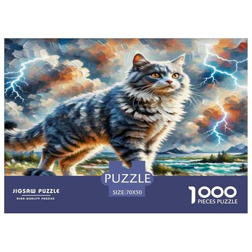 Russisch Blau 1000-teiliges Tier Puzzles Premium Quality Pädagogisch - Home Room Decoration Für Erwachsene Und Kinder Ab 12 Jahren Wertvoll Geschenk Für 70x50cm/1000pcs von MMDASBVPE