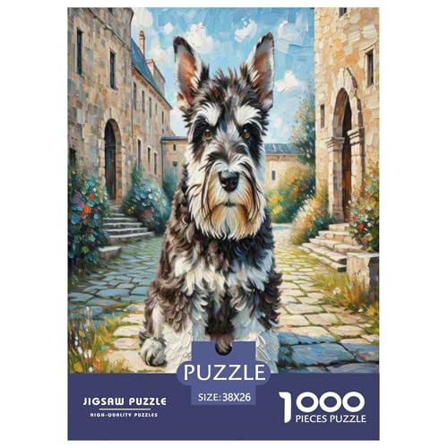 Schnauzer 1000 Teile Tier Puzzles Premium Quality Familienspiel - Home Room Decoration Für Erwachsene, Familien Passen Wertvoll Geschenk Für Kinder 38x26cm/1000pcs von MMDASBVPE
