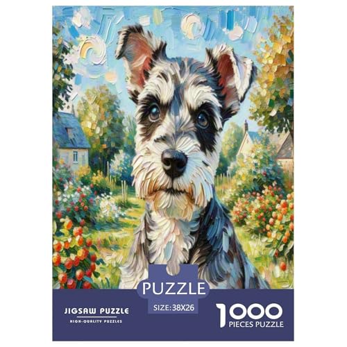 Schnauzer 1000-teiliges Tier Puzzles Premium Quality Familienspiel - Home Room Decoration Erwachsene Und Kinder Buntes Spielzeug 38x26cm/1000pcs von MMDASBVPE