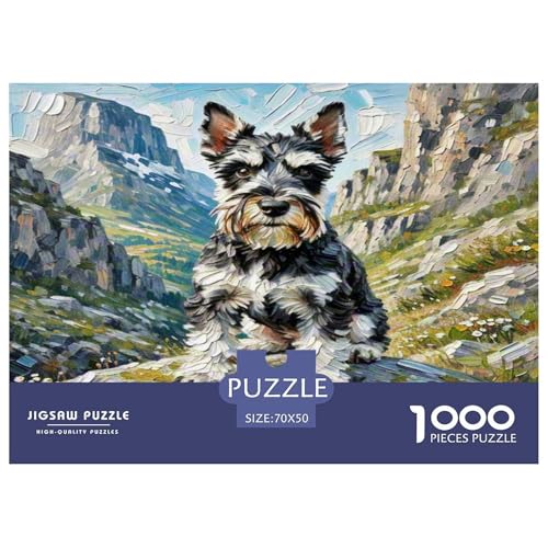 Schnauzer 1000-teiliges Tier Puzzles Premium Quality Familienspiel - Home Room Decoration Erwachsene Und Kinder Buntes Spielzeug 70x50cm/1000pcs von MMDASBVPE