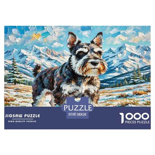 Schnauzer 1000-teiliges Tier Puzzles Premium Quality Familienspiel - Home Room Decoration Für Erwachsene Und Kinder Ab 12 Jahren Buntes Spielzeug 38x26cm/1000pcs von MMDASBVPE