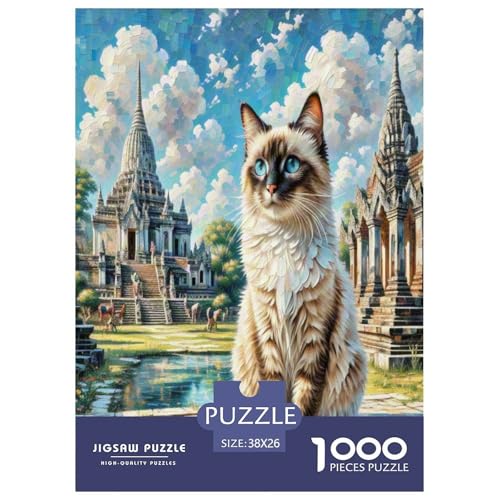 Siamisches Kätzchen 1000 Teile Tier Puzzles Premium Quality Familienspiel - Home Room Decoration Für Erwachsene Und Kinder Ab 12 Jahren Buntes Spielzeug 38x26cm/1000pcs von MMDASBVPE