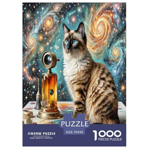 Siamisches Kätzchen 1000 Teile Tier Puzzles Premium Quality Pädagogisch - Home Room Decoration Für Erwachsene Und Kinder Ab 12 Jahren Buntes Spielzeug 70x50cm/1000pcs von MMDASBVPE