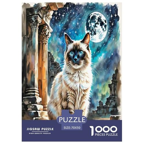 Siamisches Kätzchen 1000 Teile Tier Puzzles Premium Quality Pädagogisch - Home Room Decoration Für Erwachsene Und Kinder Ab 12 Jahren Wertvoll Geschenk Für 70x50cm/1000pcs von MMDASBVPE