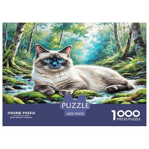 Siamisches Kätzchen 1000 Teile Tier Puzzles Premium Quality Pädagogisch - Home Room Decoration Für Erwachsene Und Kinder Ab 12 Jahren Wertvoll Geschenk Für 70x50cm/1000pcs von MMDASBVPE